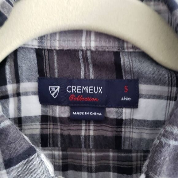 Daniel Cremieux Short Sleeve Button Down, Small, Black/White Plaid - Picture 3 of 5